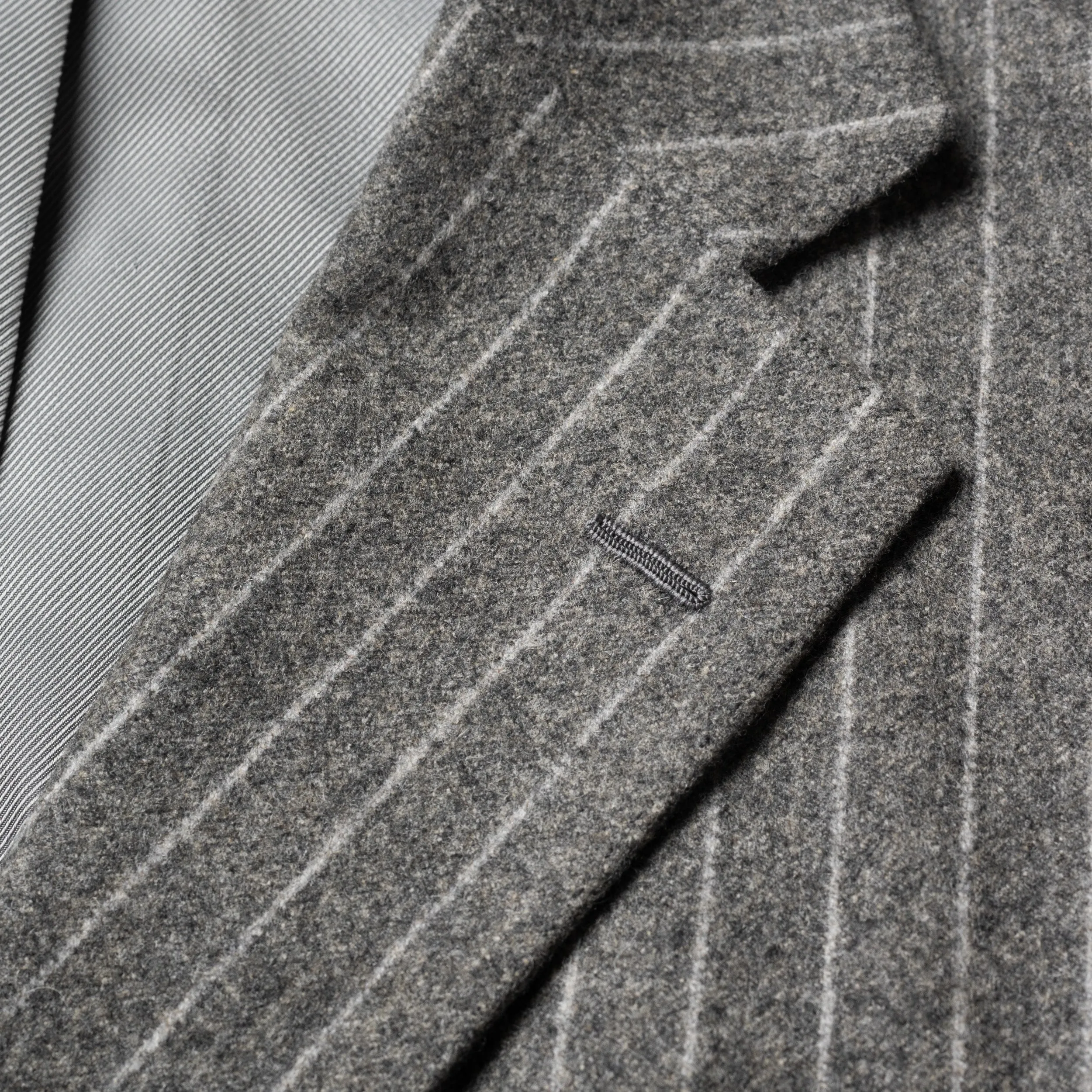 CESARE ATTOLINI Gray Striped Lambswool Cashmere Flannel Soft Suit 52 NEW US 42