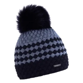 Chloe Black & Grey Faux Fur Beanie Hat