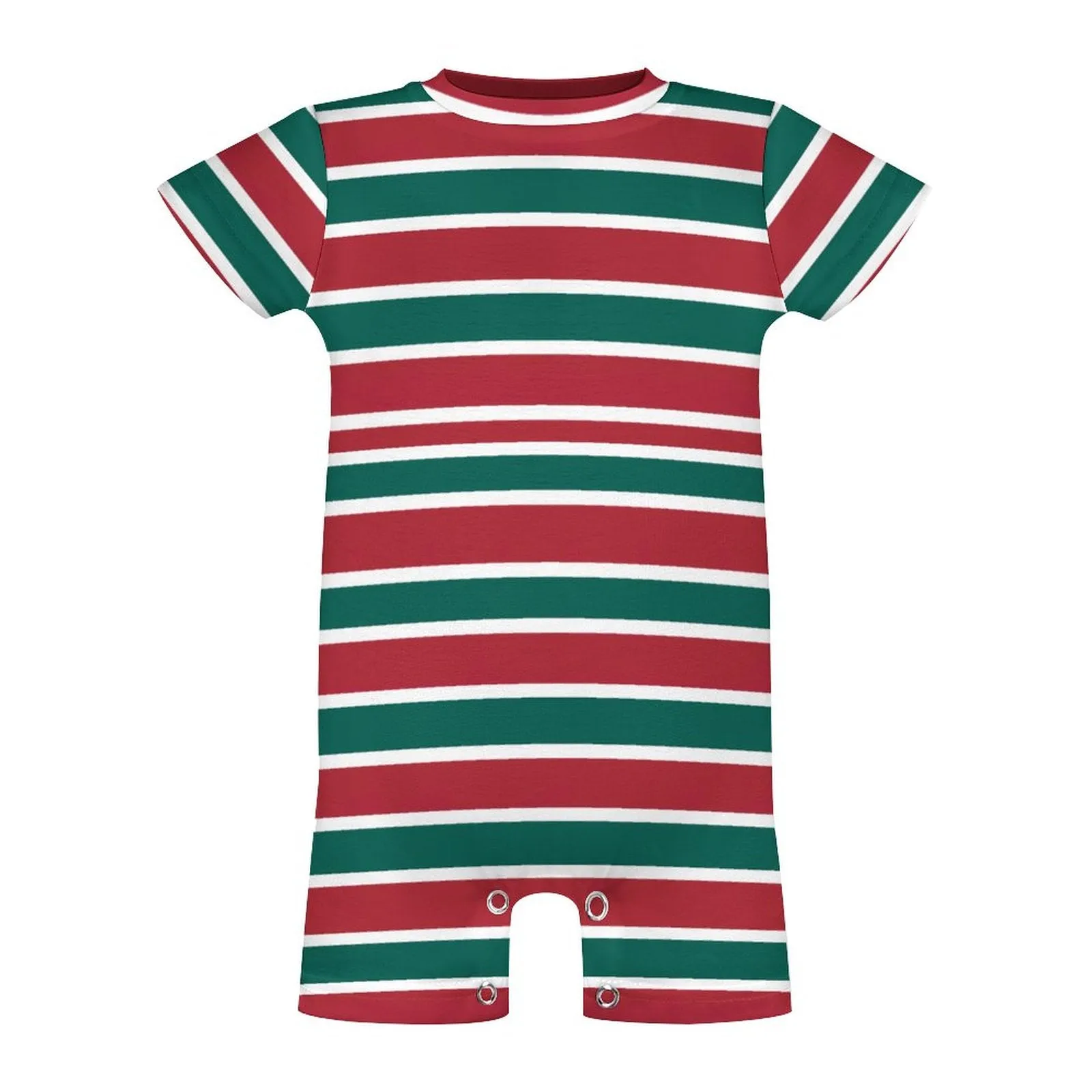 Christmas Striped Baby Pajama, One Piece, Holiday Short Sleeve Baby Bodysuit Romper PLR (All-Over Printing)