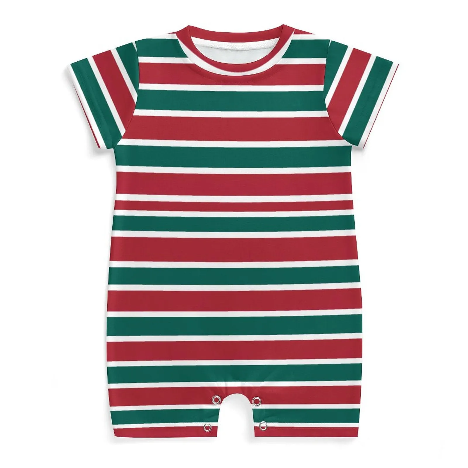 Christmas Striped Baby Pajama, One Piece, Holiday Short Sleeve Baby Bodysuit Romper PLR (All-Over Printing)