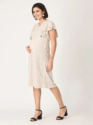 Cloud Cream Floral Maternity and Nursing Dress