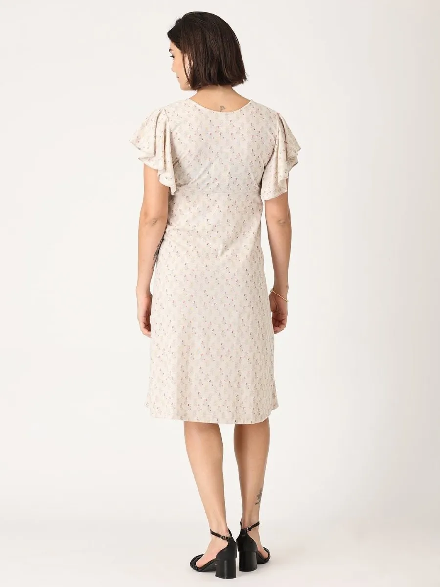 Cloud Cream Floral Maternity and Nursing Dress