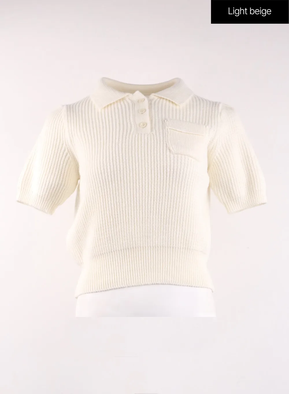 Collar Short Sleeve Knit Sweater OF406