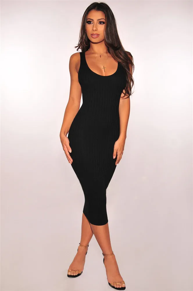 Compliments Knit Midi Dress - Black