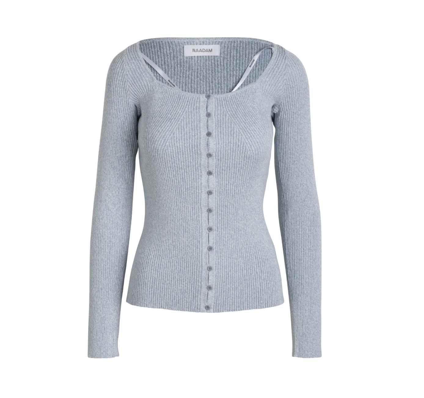 Cotton Cashmere Sweetheart Rib Cardigan