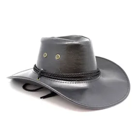 Cowboy Hat - Faux Leather Black