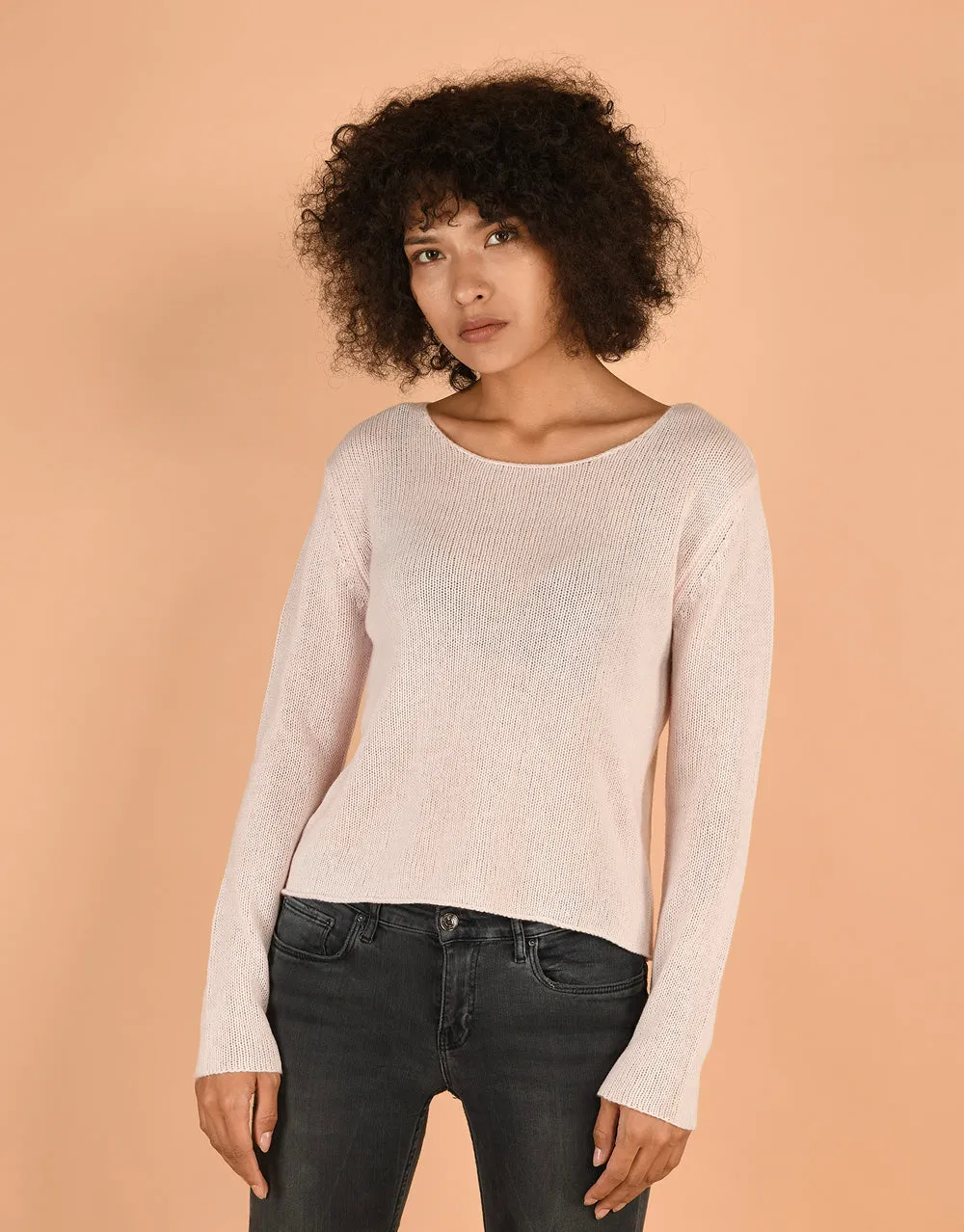 Crew Neck Sweater in Powder Rose