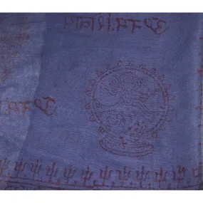 Dancing Shiva Printed Cotton Scarf, Dark Blue