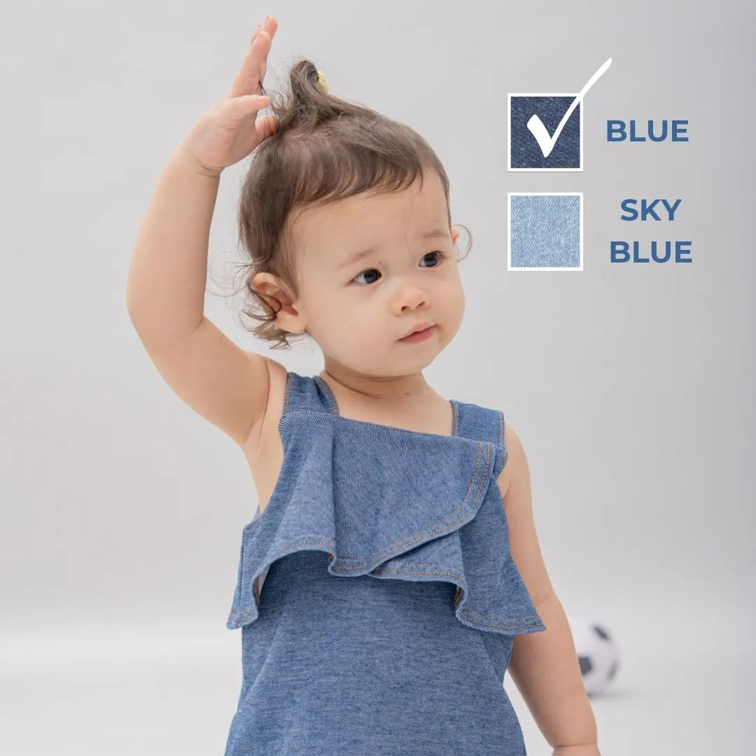 Denim Baby Ruffle Easyeo Romper