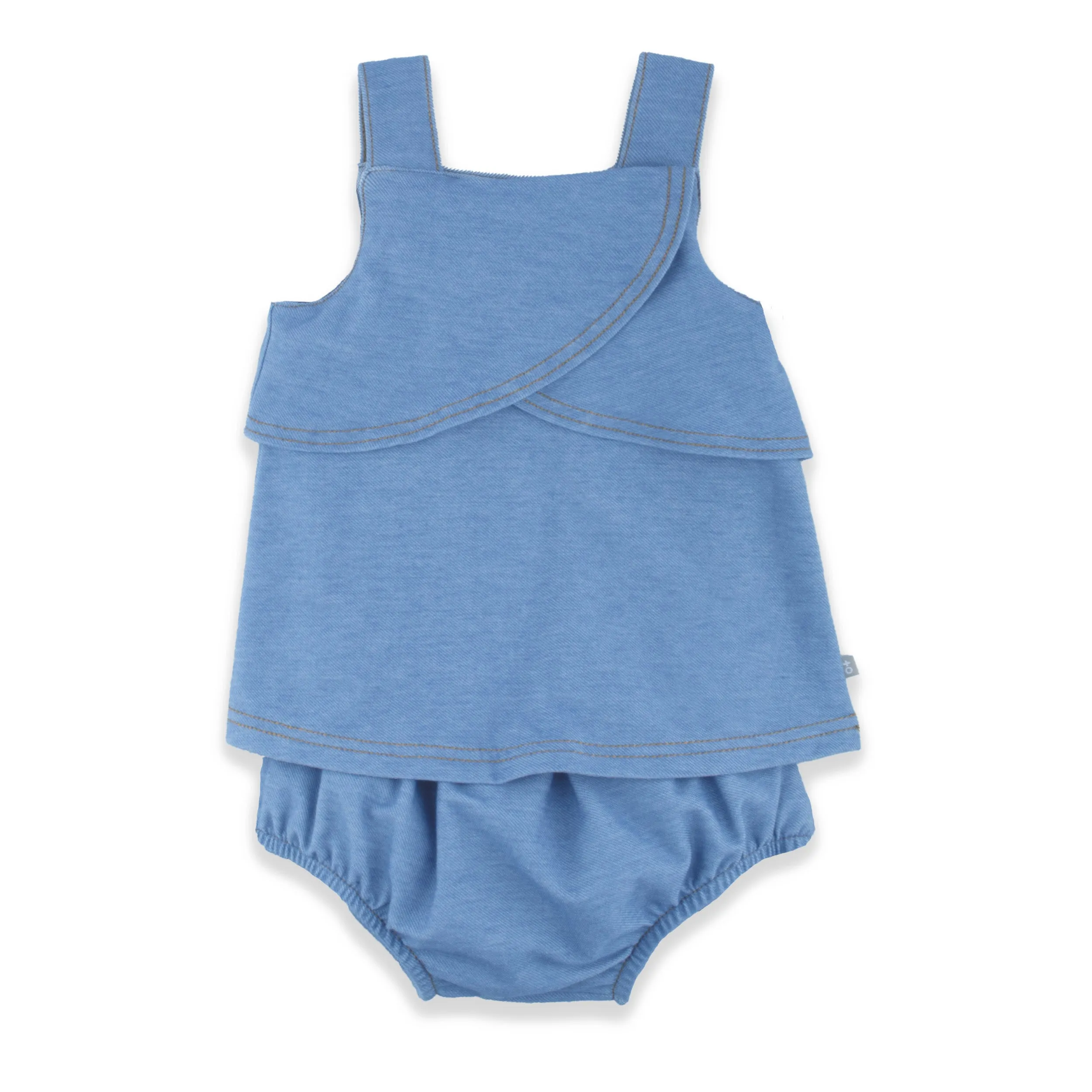 Denim Baby Ruffle Easyeo Romper