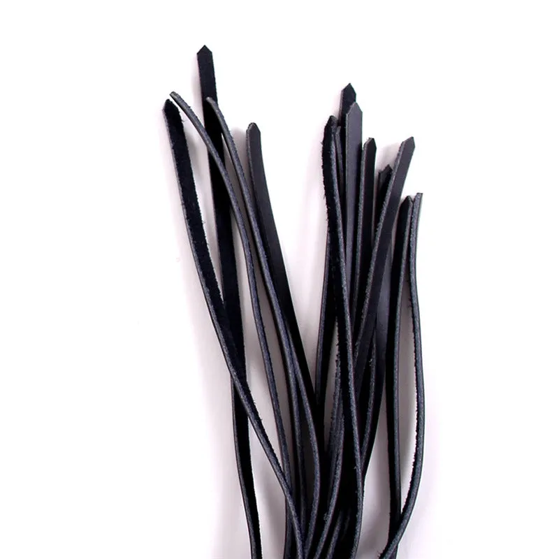 Diamante Handle Black Faux Leather Flogger