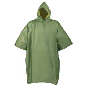 Diamondback 2690 Poncho, One-Size, PVC, Olive/Yellow, Drawstring Collar, Side Snap Closure