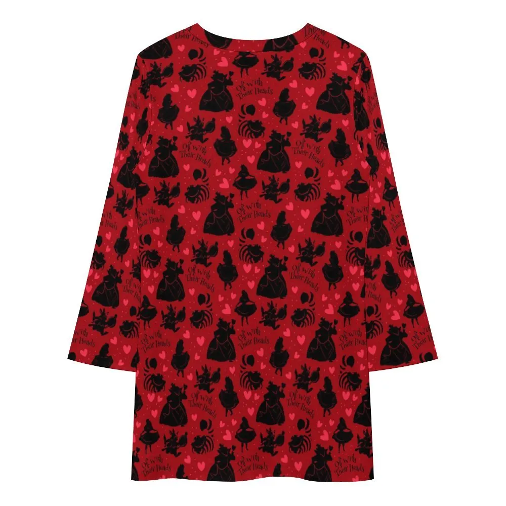 Disney Alice In Wonderland Queen Of Hearts Off With Their Heads Long Sleeve Patchwork T-shirt Dress