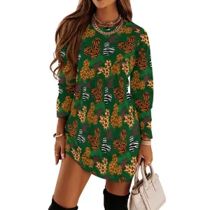 Disney Animal Prints Long Sleeve Patchwork T-shirt Dress