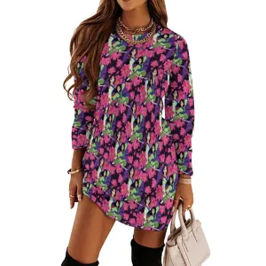 Disney Mulan Blooming Flowers Long Sleeve Patchwork T-shirt Dress