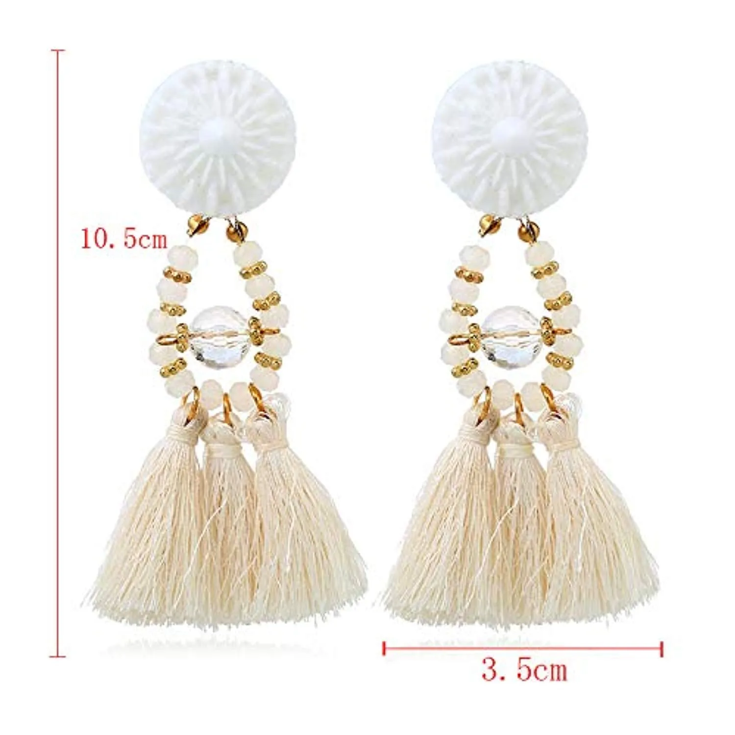 Electomania  Fancy Party Wear Bohemian Red Fabric Tassel Earrings for Women and Girls