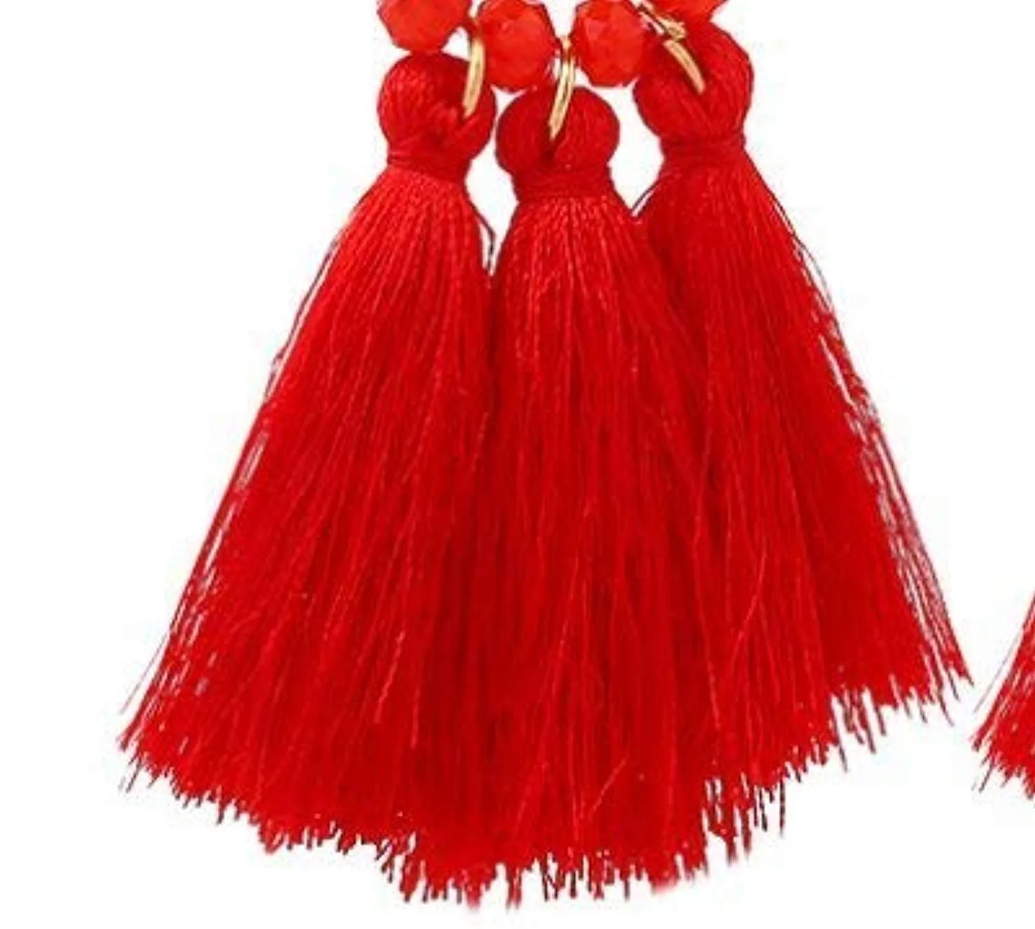 Electomania  Fancy Party Wear Bohemian Red Fabric Tassel Earrings for Women and Girls