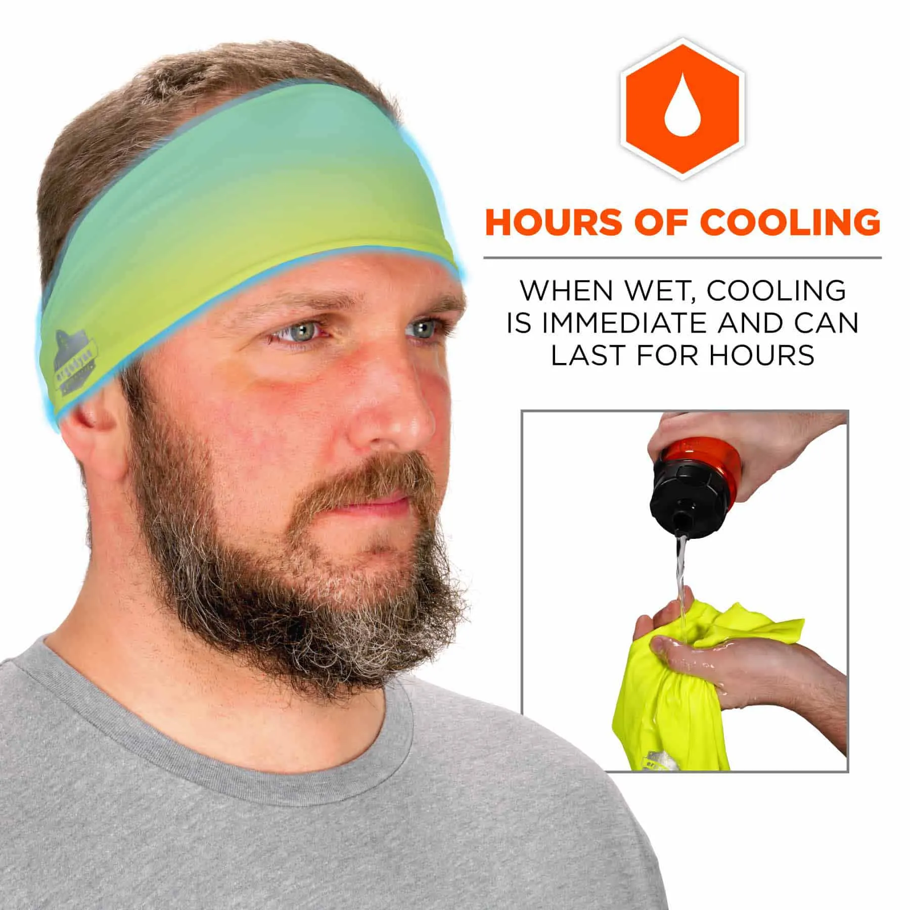 Ergodyne 12703 6634  Lime Cooling Headband - Performance Knit