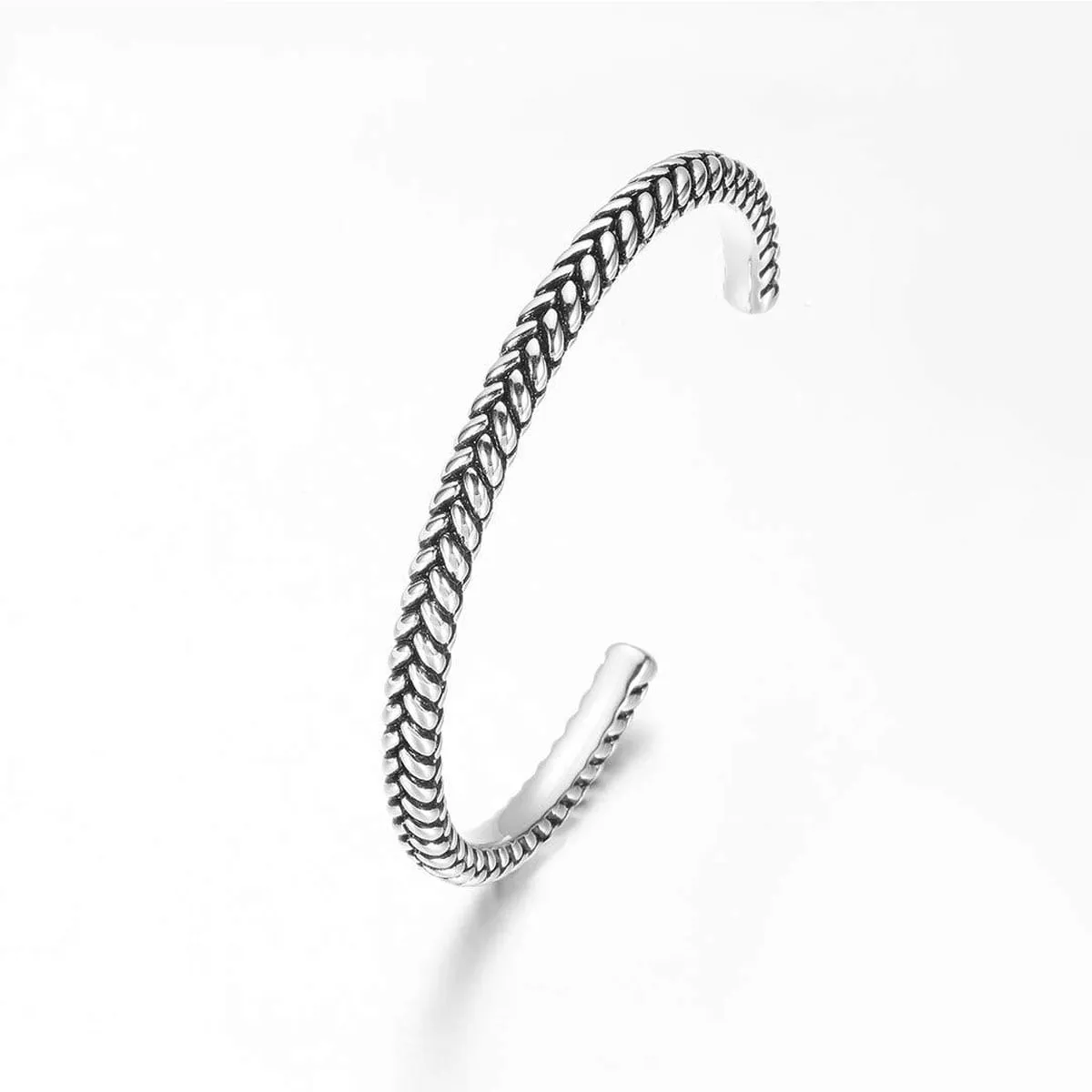 FANCIME Intrepidity Mens Open Cuff 925 Sterling Silver Bracelet