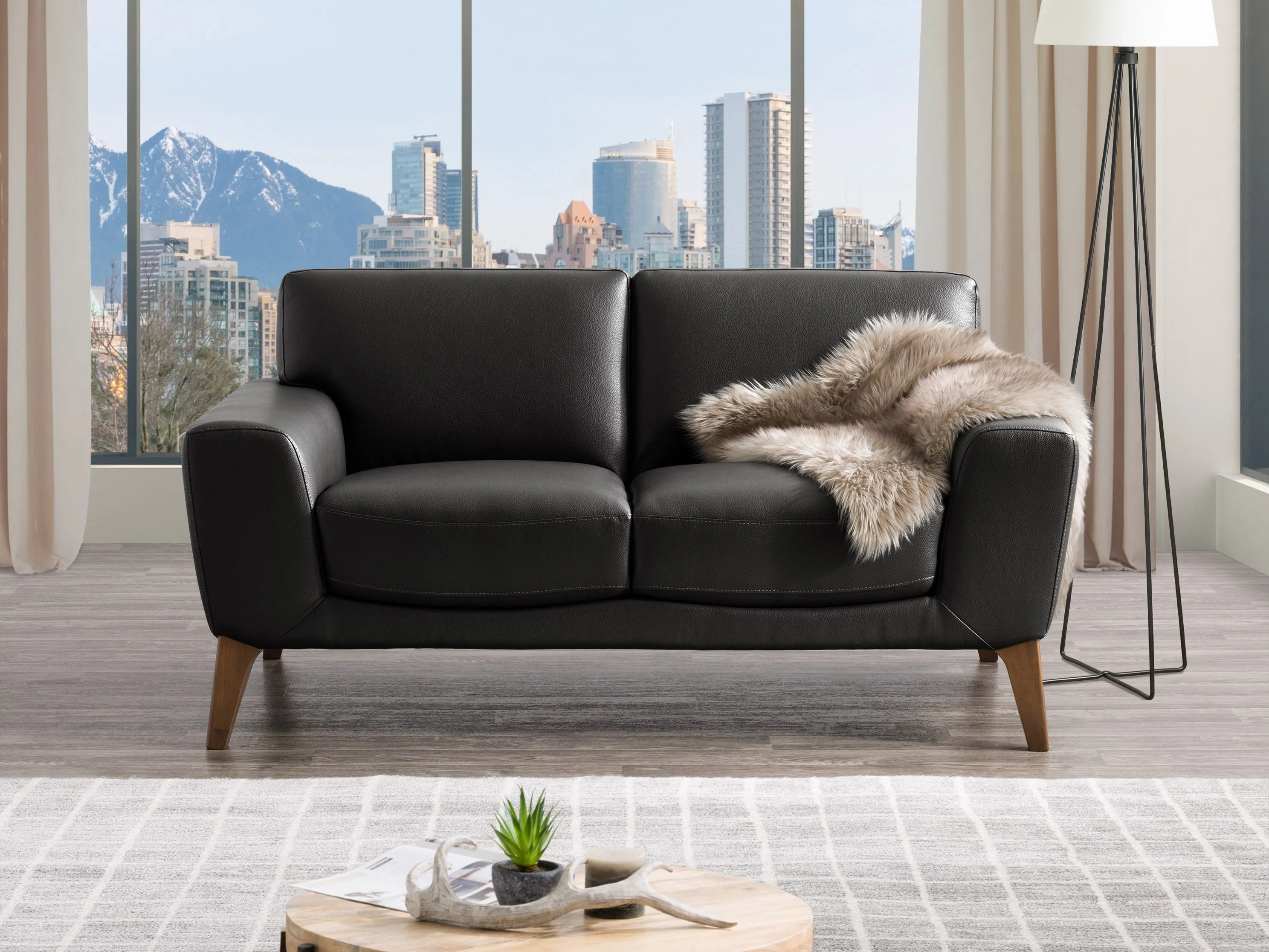 Faux Leather Loveseat