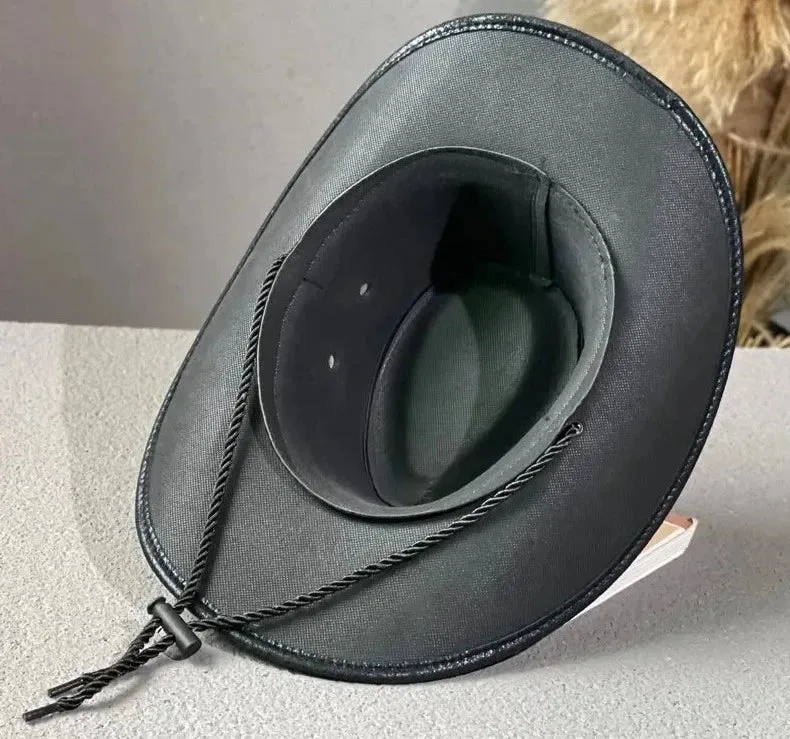 Faux Leather Western Cowboy Hat: Stylish Cow Head Decoration