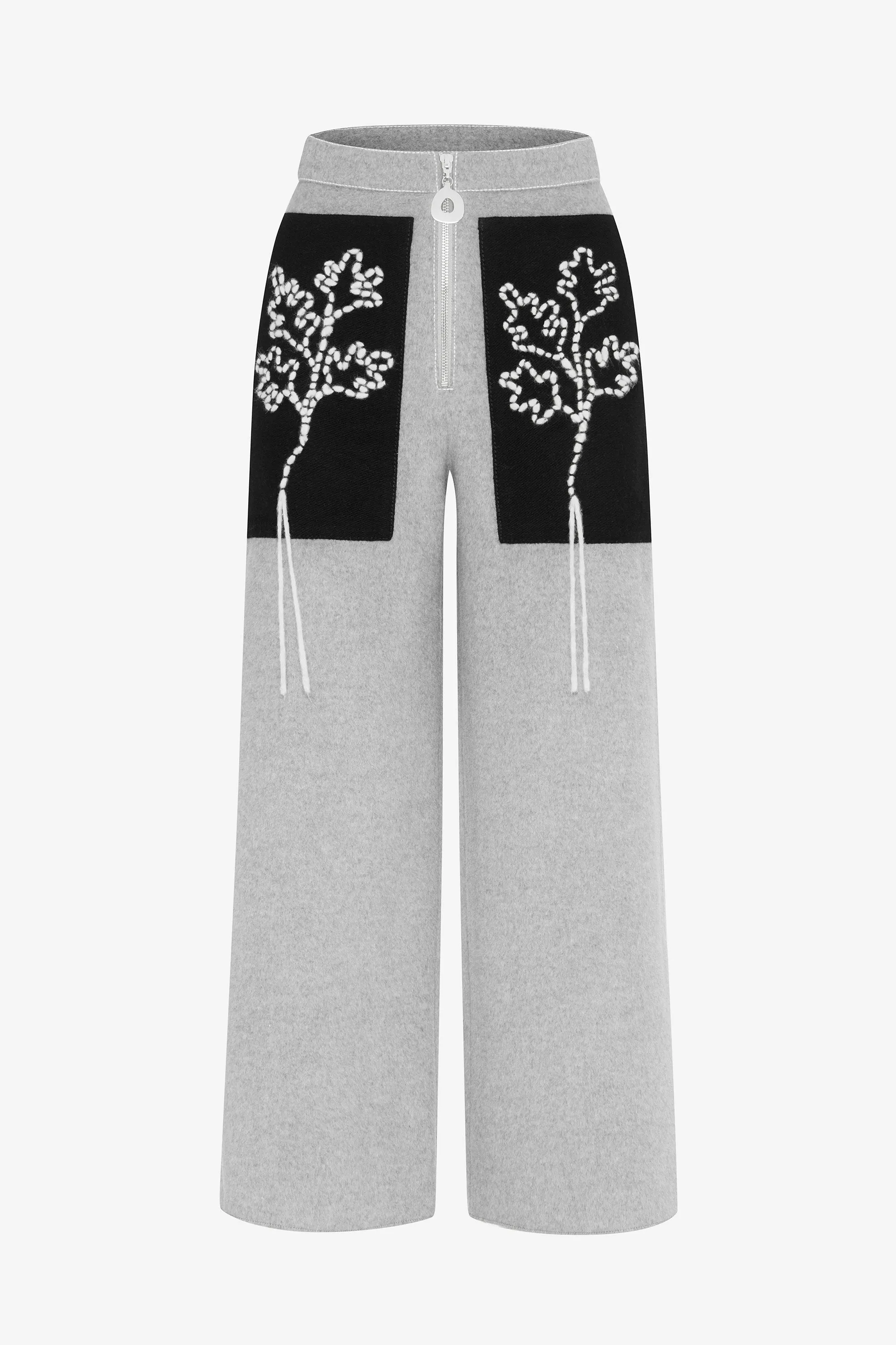 FELT CROPPED WIDE LEG PANT WITH PATCH