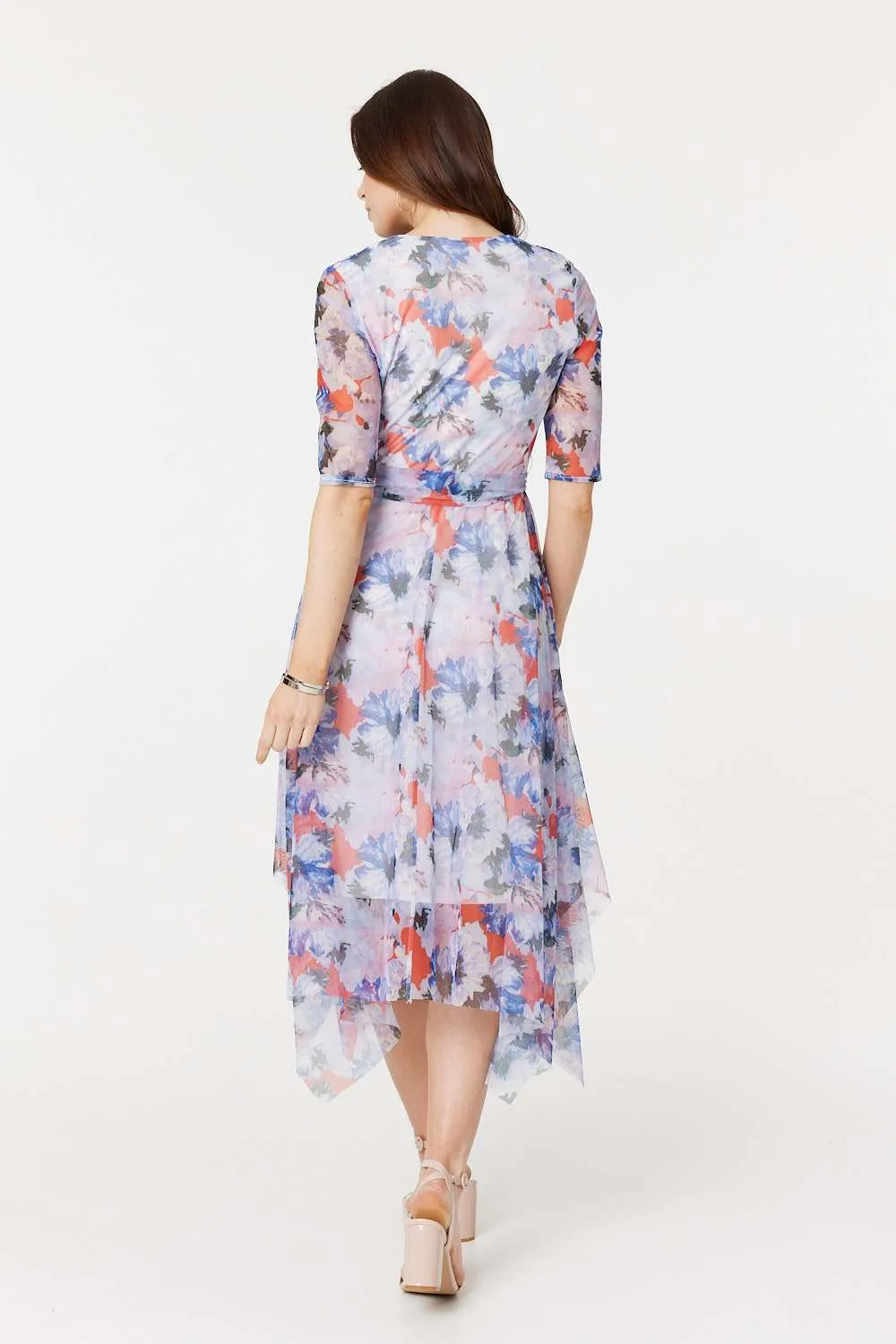 Floral Semi Sheer Layered Midi Dress