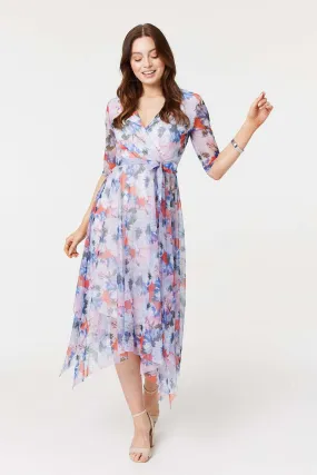 Floral Semi Sheer Layered Midi Dress