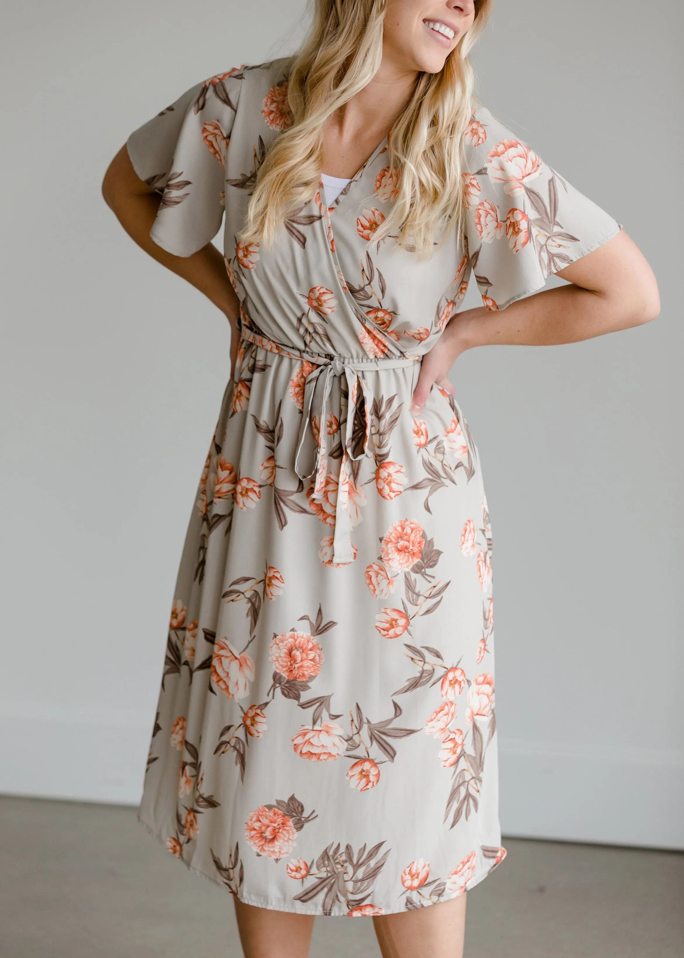 Flower Print Woven Midi Dress - FINAL SALE