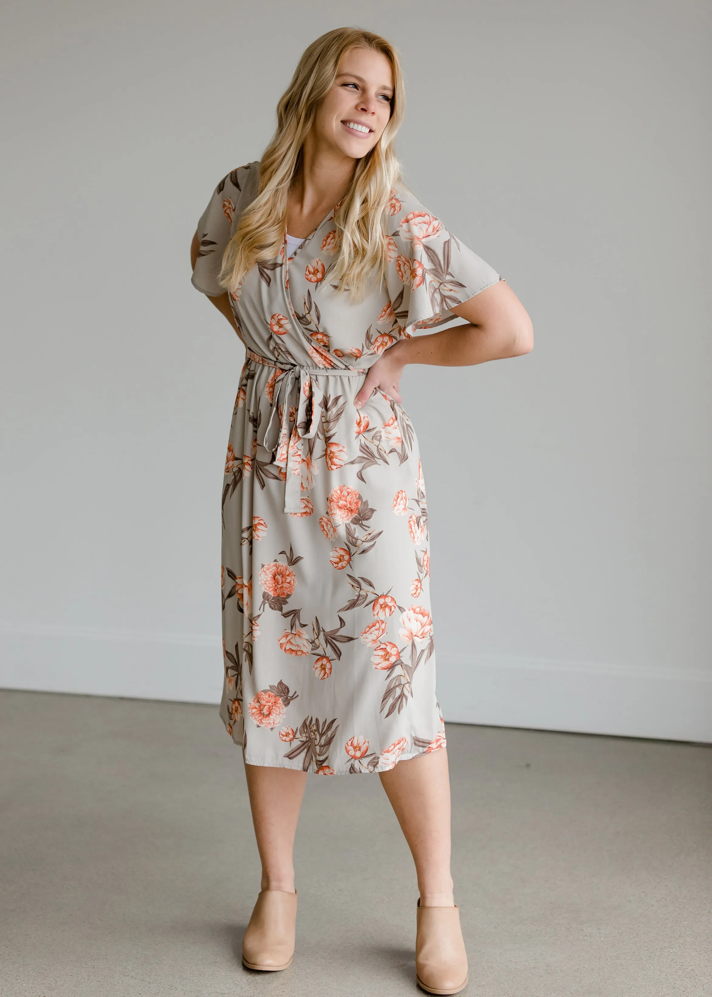 Flower Print Woven Midi Dress - FINAL SALE