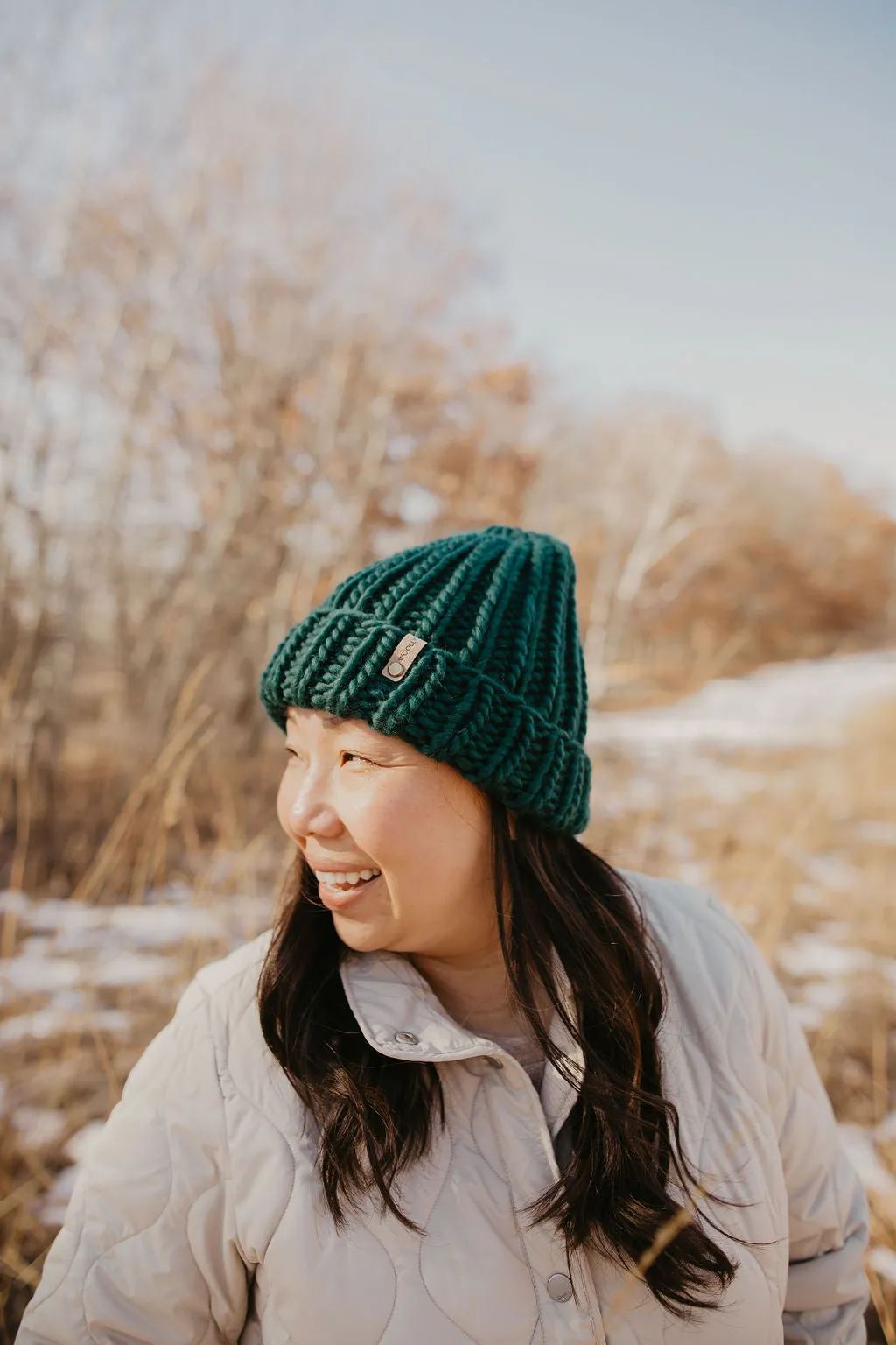 Forest Green Peruvian Wool Ribbed Knit Hat