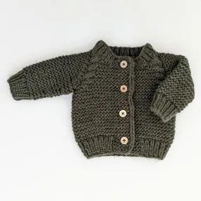 Garter Stitch Cardigan Sweater | Loden