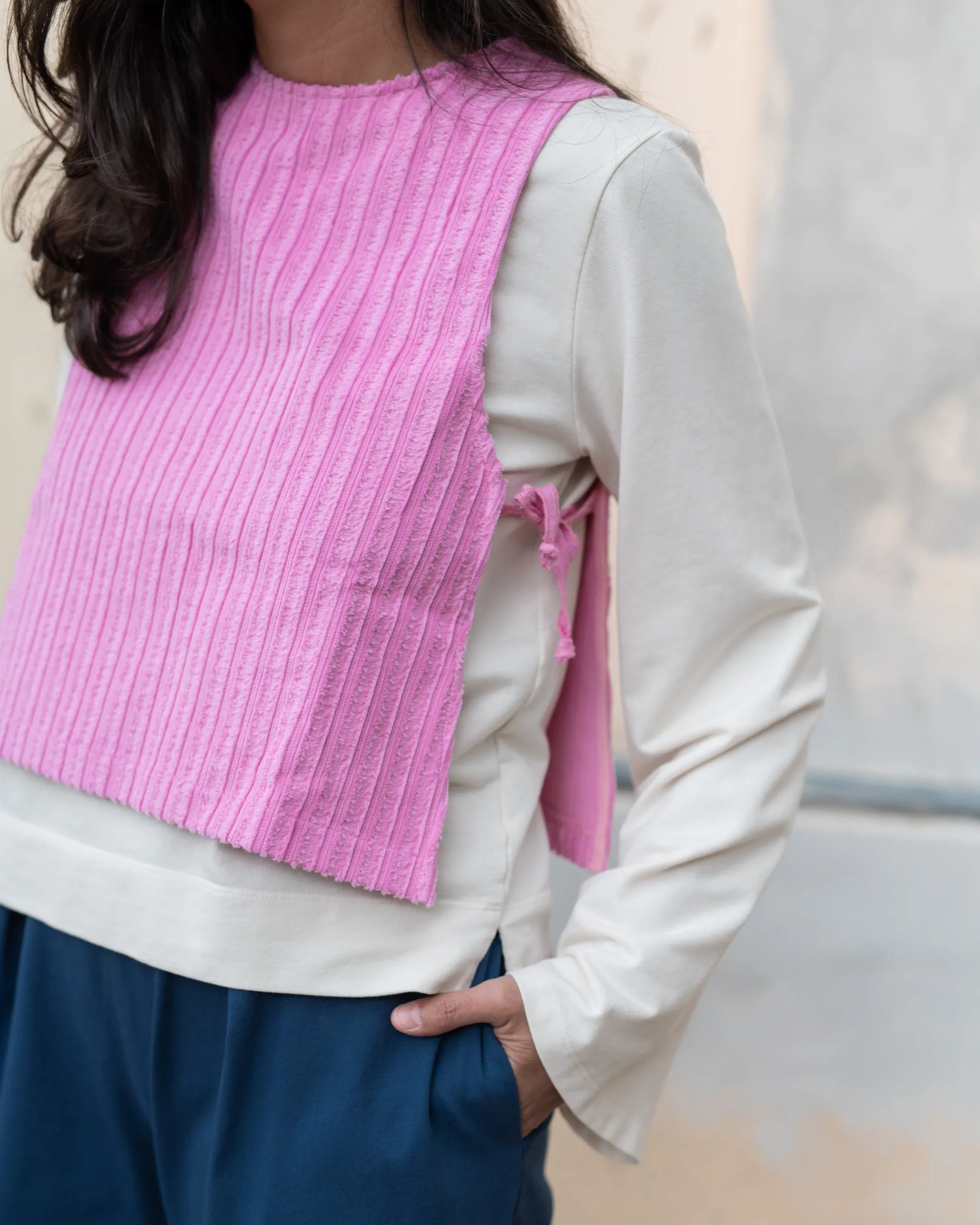 GILET velluto rosa <br> cotone