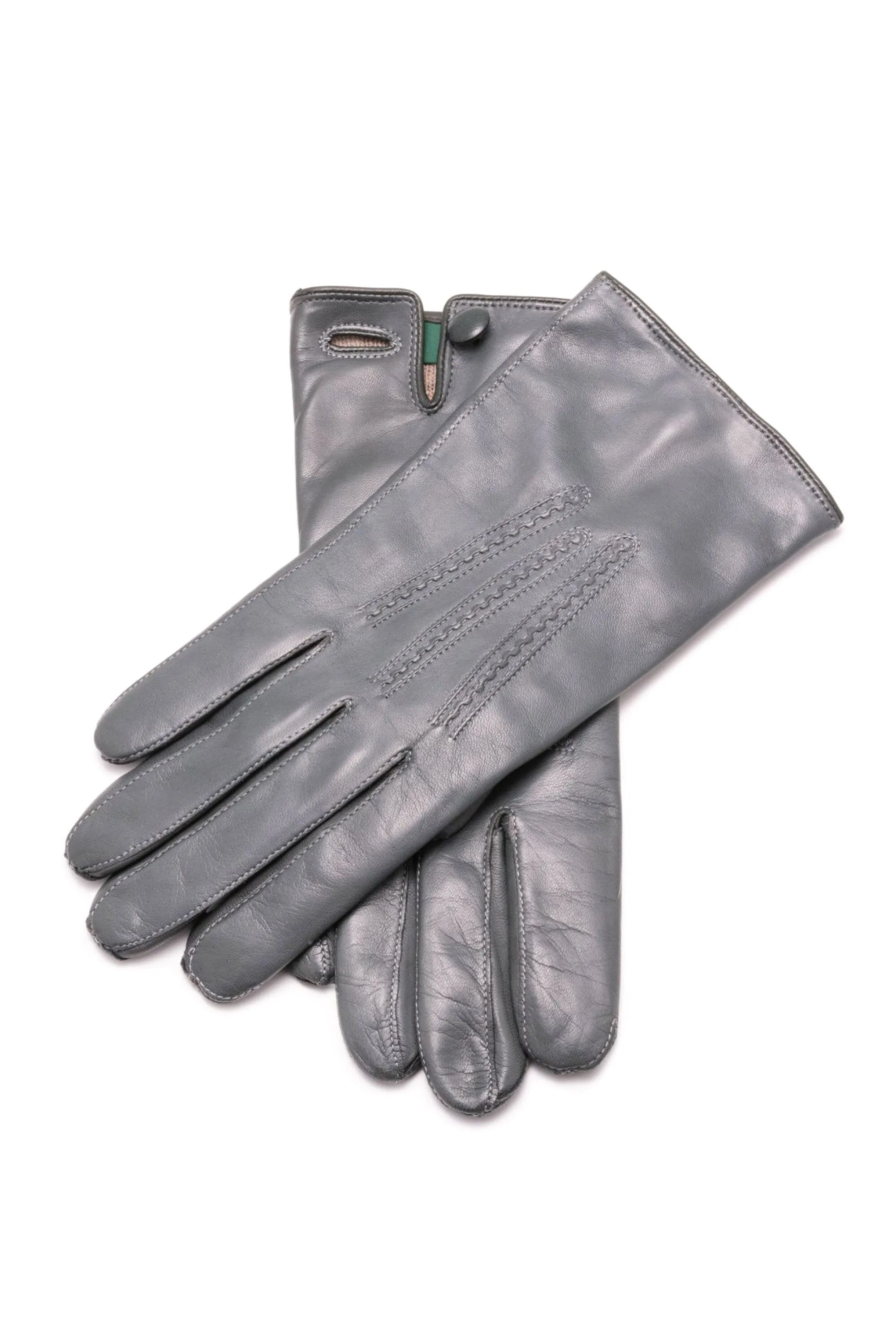 Gray Lamb Nappa Leather Gloves