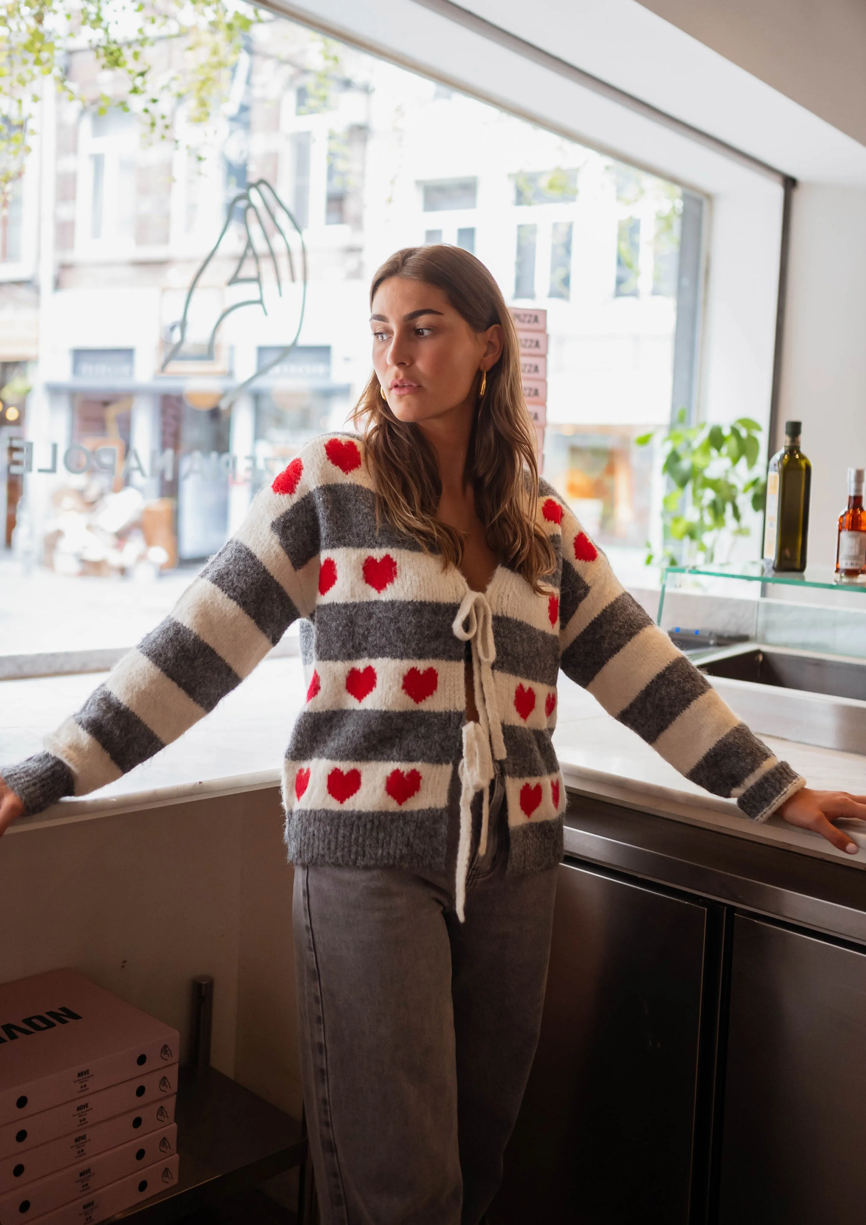 Grey Striped Anne Cardigan