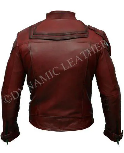 Guardians of the Galaxy Vol. 2 Star Lord Chris Pratt Maroon Faux Leather Jacket