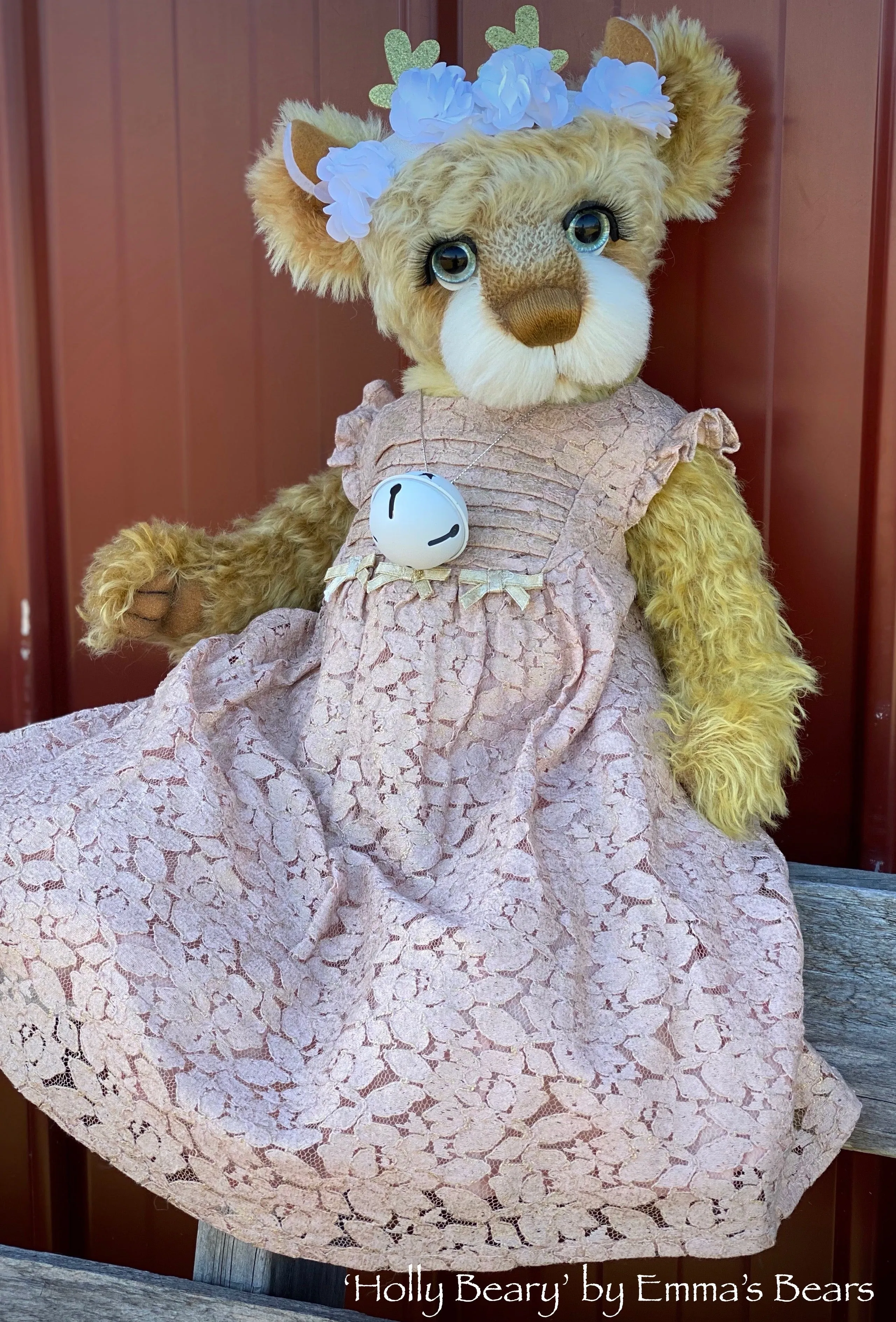 Holly Beary - 18" Christmas 2020 MOHAIR Artist toddler style Bear by Emma's Bears - OOAK