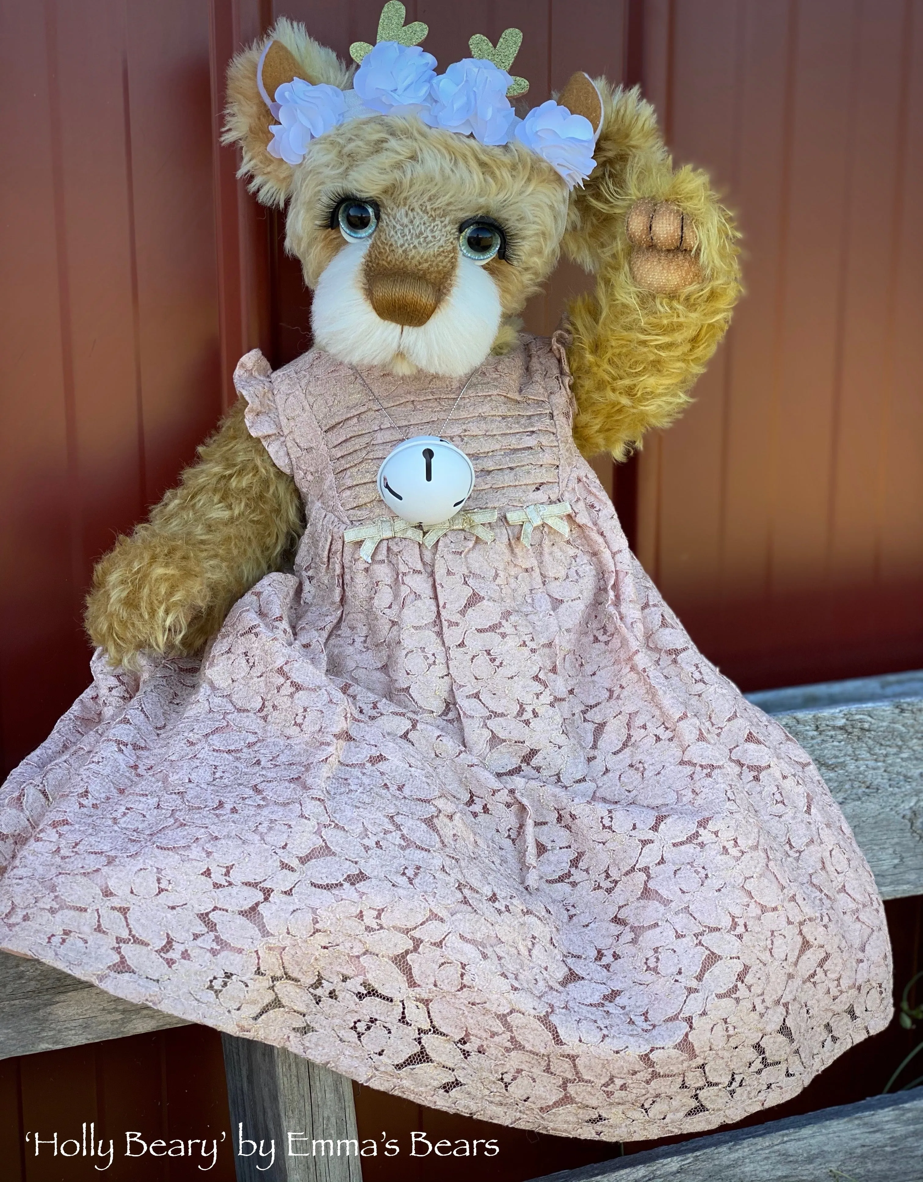 Holly Beary - 18" Christmas 2020 MOHAIR Artist toddler style Bear by Emma's Bears - OOAK