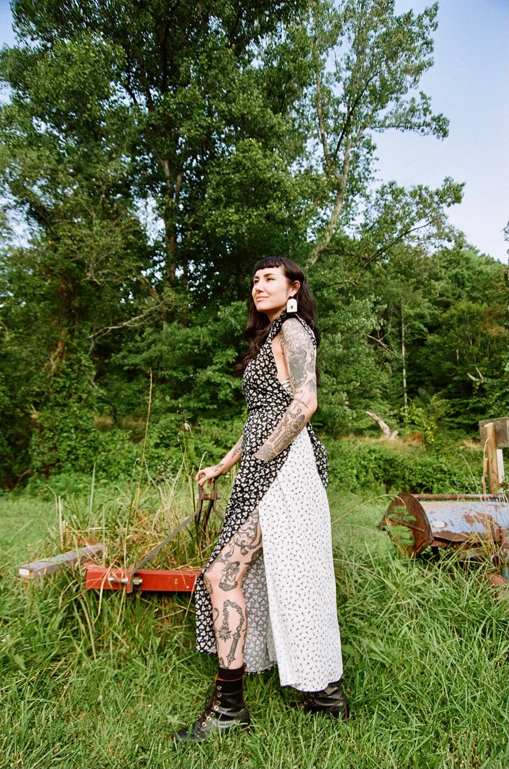 Ivy Dress in Black & White Flower