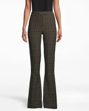 Jagger Plaid Bell Bottom Pant In Olive