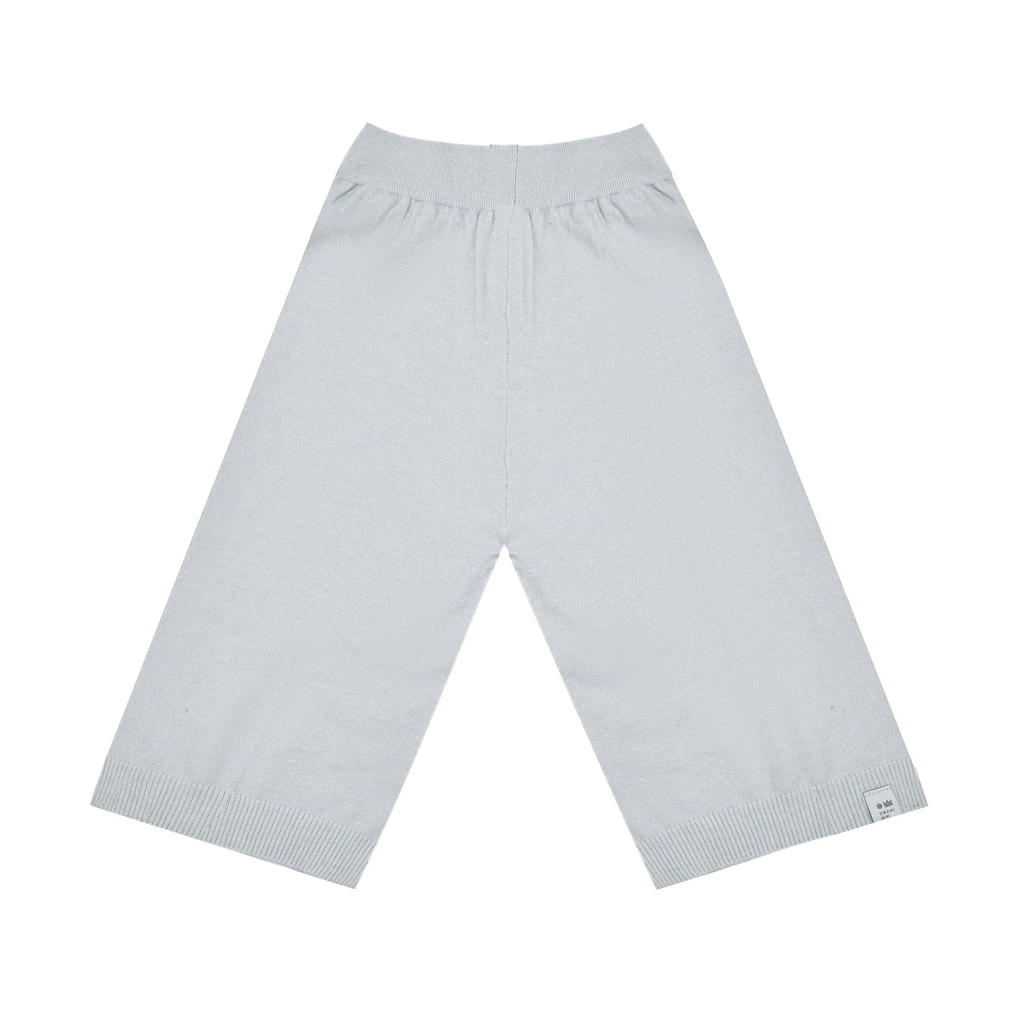 Kids Wide Pull-On Pants in Light Grey Brushed Knit