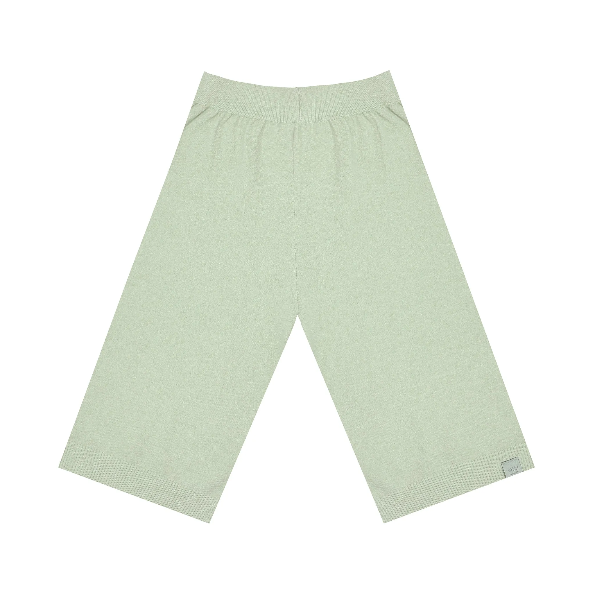 Kids Wide Pull-On Pants in Mint Brushed Knit