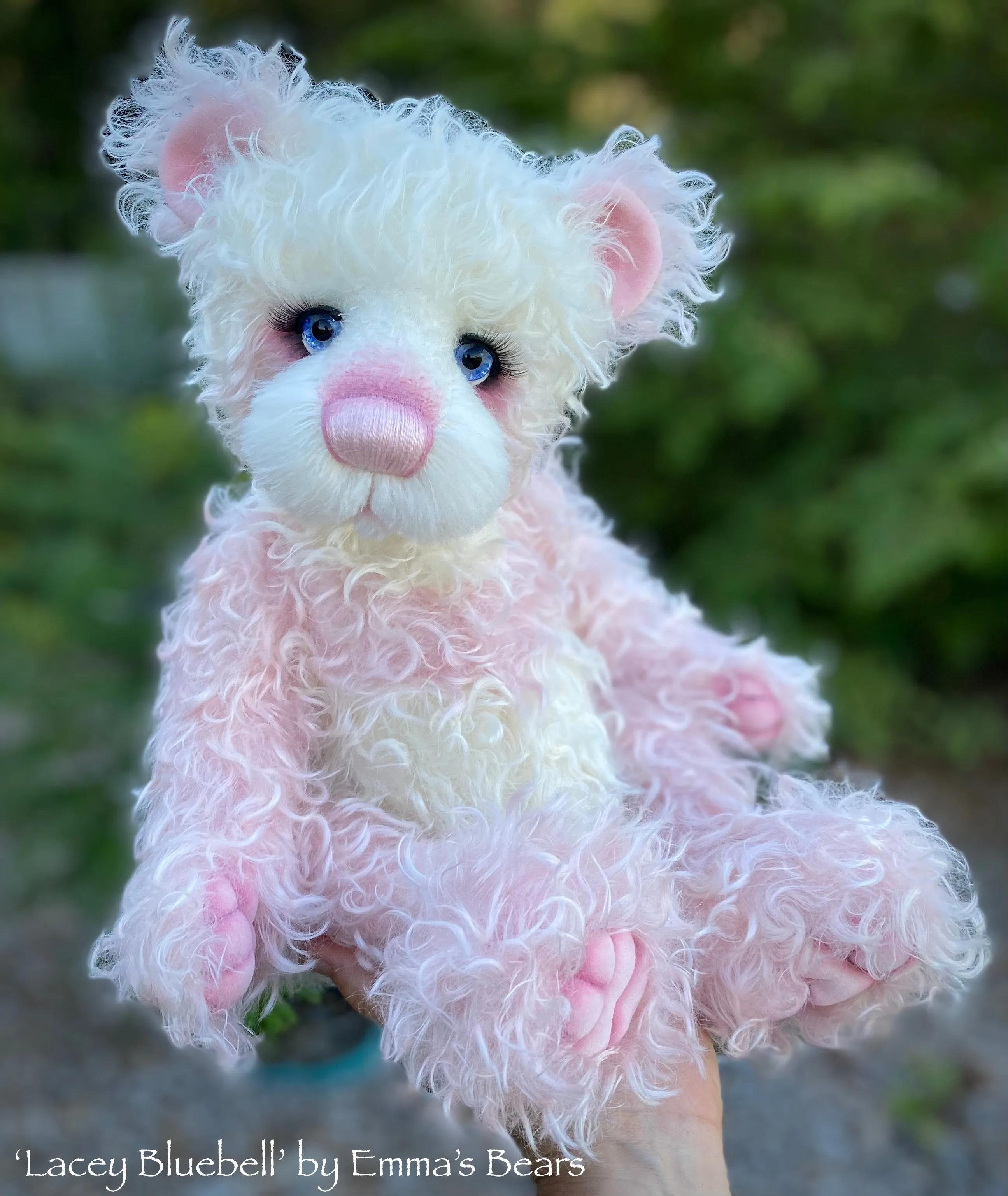 Lacey Bluebell - 17" Hand-Dyed Mohair Artist Baby Bear by Emma's Bears - OOAK