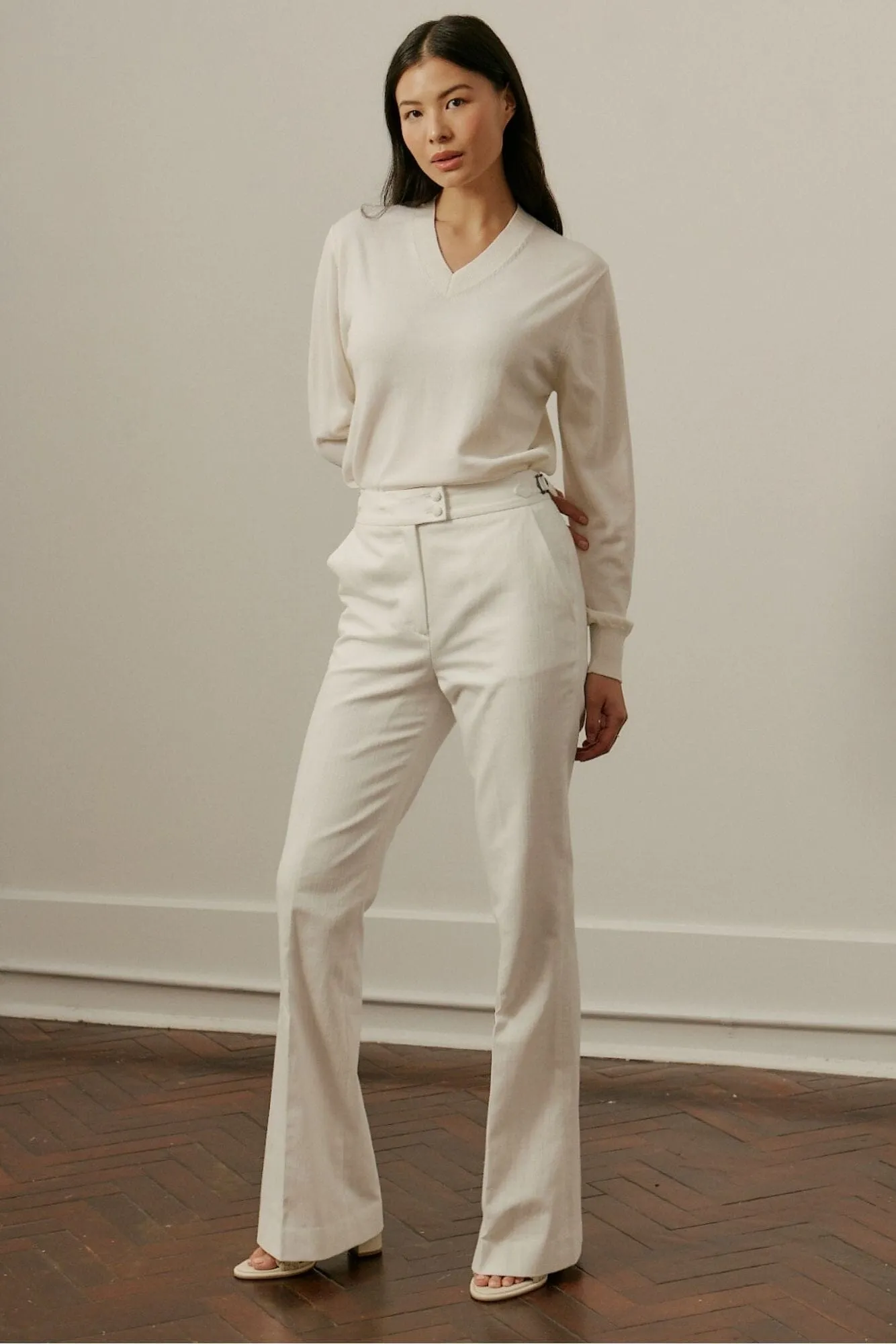 Laura Pant - White Denim Cashmere