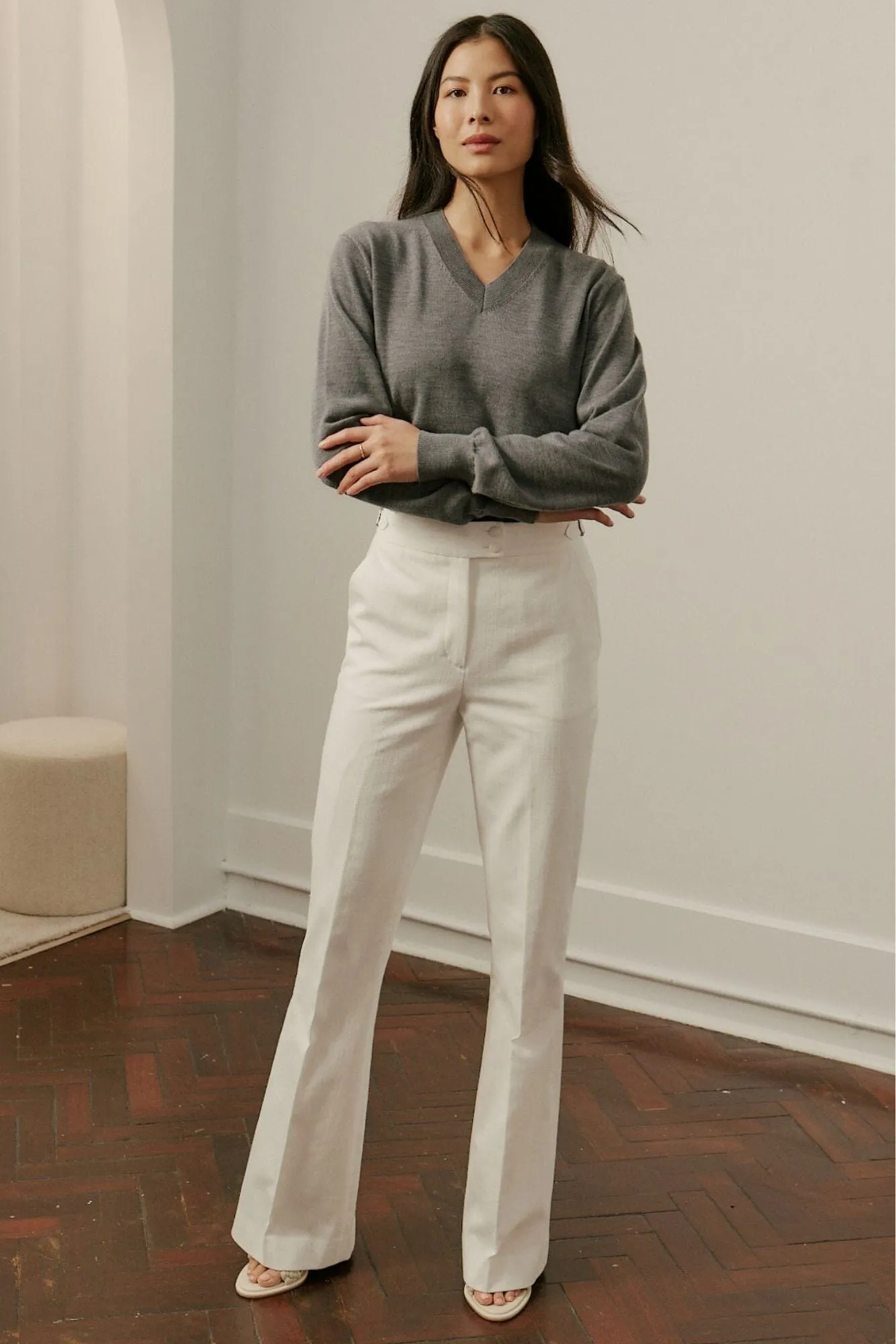 Laura Pant - White Denim Cashmere