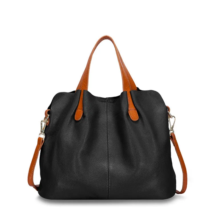 Leather bag mother bag soft leather tote bag