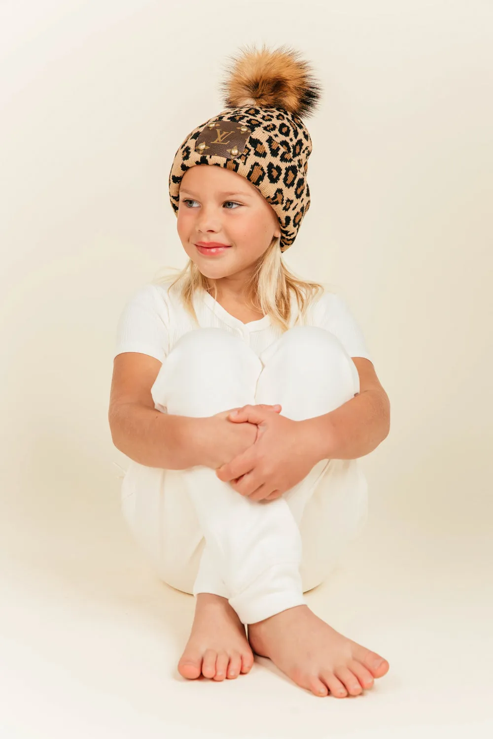 Leopard Pom Beanie for Kids