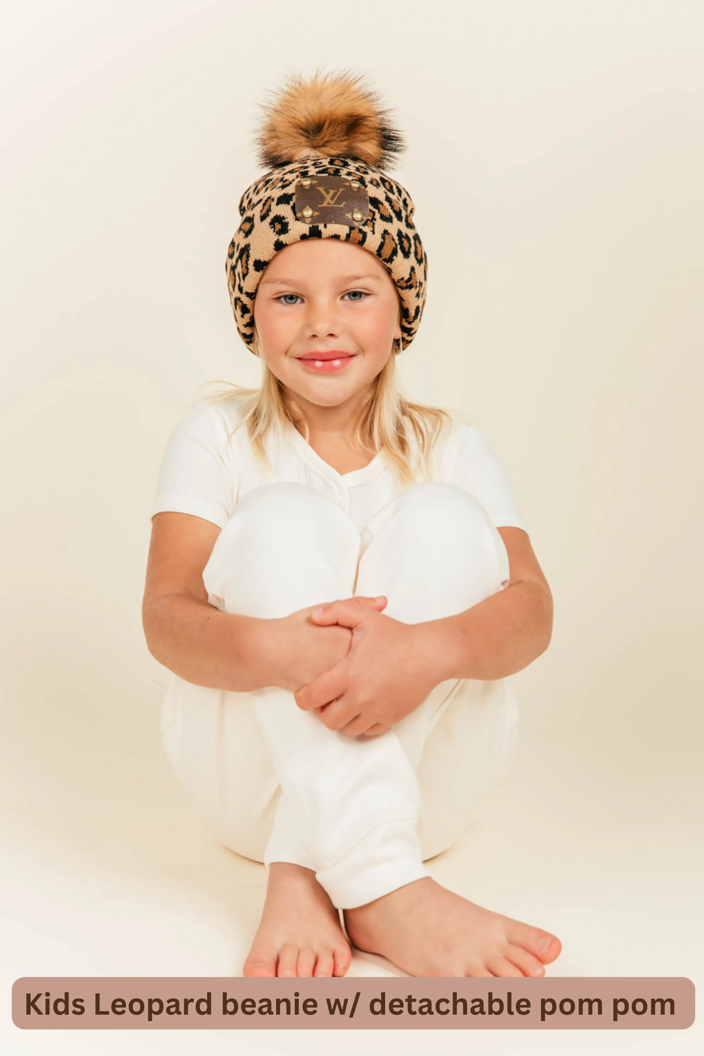 Leopard Pom Beanie for Kids