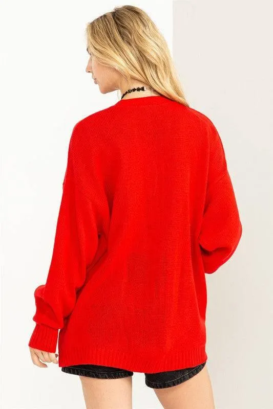 Long Sleeve Open Front Oversized Cardigan