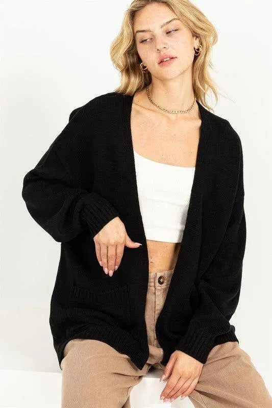 Long Sleeve Open Front Oversized Cardigan